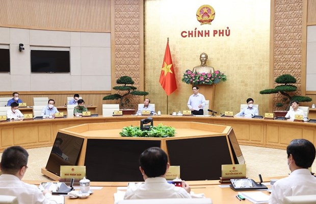 Thủ tướng Phạm Minh Chính phát biểu tại cuộc họp của Chính phủ với Ban Chỉ đạo Quốc gia phòng, chống COVID-19